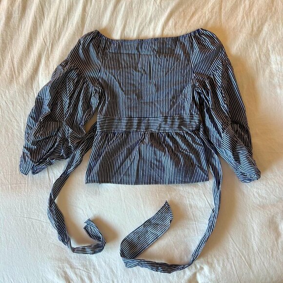 Classic Blue & White Striped Wrap Blouse | Express | Size M - Picture 5 of 5